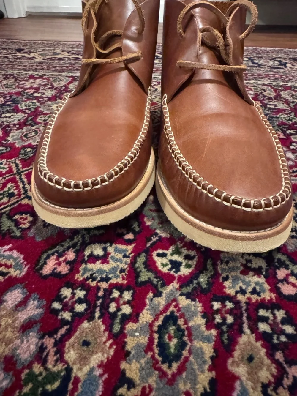 Share Yogi Lucas Brown Leather Moc Toe Vibram Chukka Boots UK 11 US 12 Portugal